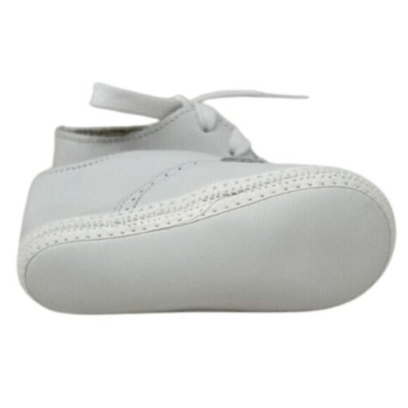 Baby White Leather Lace-Up Shoes Soft Sole Boys or Girls - Picture 6 of 6